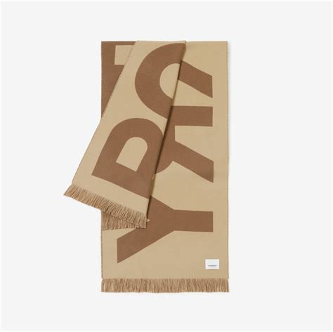 logo jacquard wool scarf burberry|Logo Wool Jacquard Scarf in Birch brown .